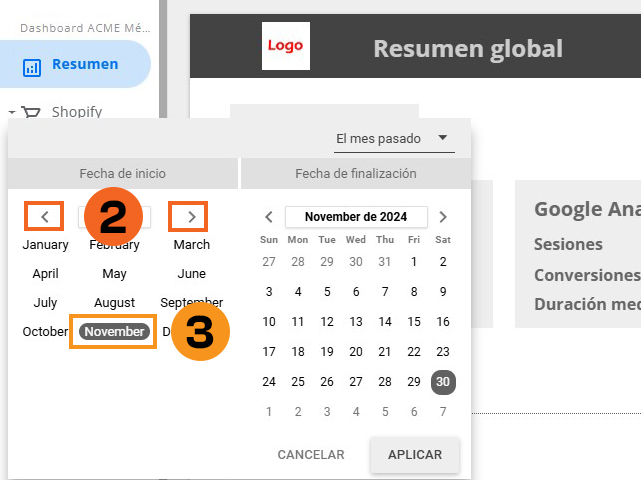 Selector fecha avanzado, año y mes